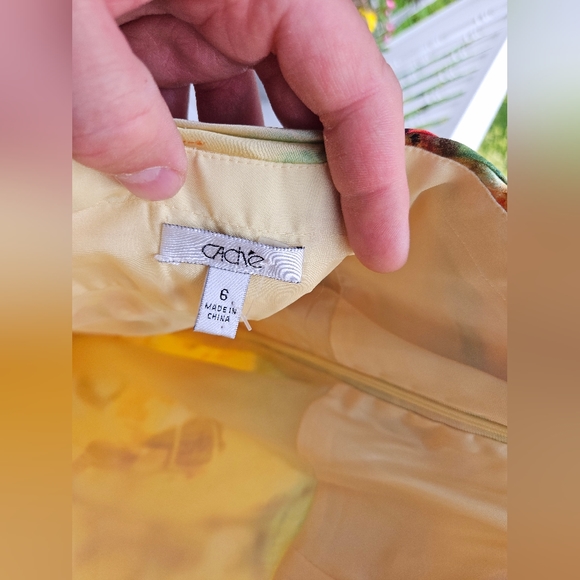 Rare Vintage Cache Silk Floral Roses & Paisley Abstract Print Midi Dress - Picture 11 of 12